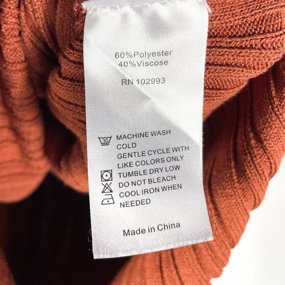 Adam Lippes Side Button Midi Dress Ribbed Sweater Brown Long Split Sleeve Sz XS - Picture 10 of 11